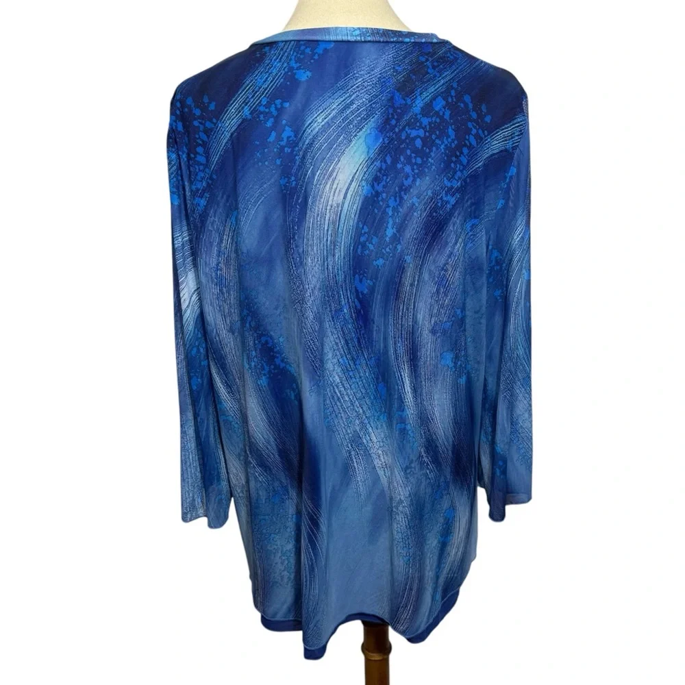 Vibrant Blue Blouse with Long Sleeves - Picture 2 of 12